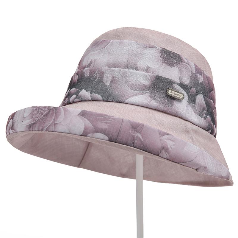 

Весенне-летняя шляпа-горшок из органзы с цветочной лентой на талии, тонкая, дышащая, складная панама, солнцезащитная пляжная шляпа, женская M（56-58cm） розовый