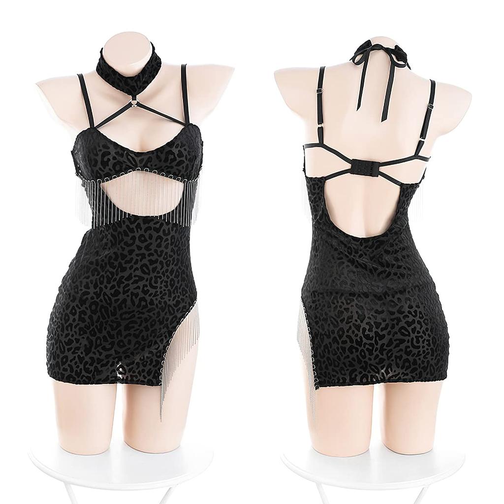 Cosplay Costume Set Leopard Print Sexy Ono Leopard Lingerie Costume Outfit Inner Shirt Adult Costume Present One Piece T Pants of [Oceanmarina]