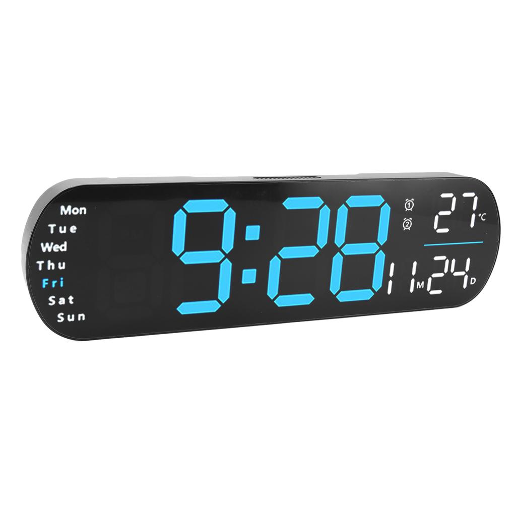 Digital Wall Clock with Remote Control Big LED Screen Display Adjustable 8 Color Lights Digital Alarm Clock for Living