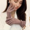 Women's Elegant Gloves Warm, Stretchy & Comfortable | Ruffled Cuff with Bow Detail | Cold-Weather Protection | Hand Washable