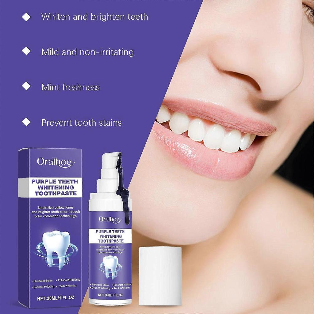 Limited time!!Oralhoe Purple Brightening Toothpaste - Brightens, Removes Stains, Improves Yellow Teeth, Gently Cleans And Cares For Oral Hygiene
