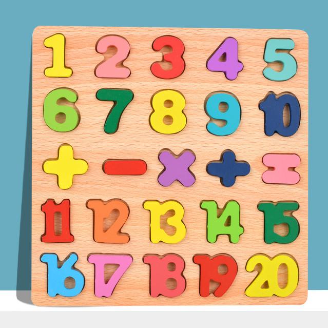 Kids Alphabetic Arithmetic Number Geometric Shapes Wooden Puzzle Montessori Preschool Learning Educational Game Toy for Children