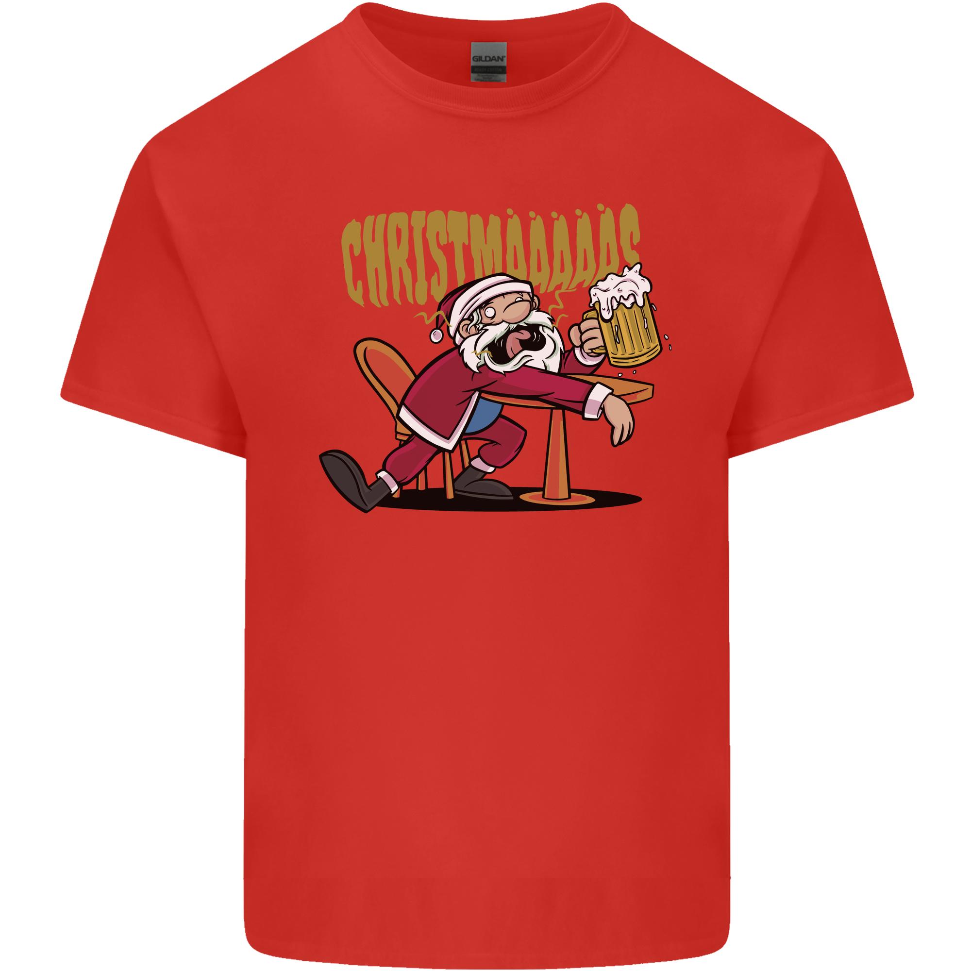 Drunk Santa Funny Christmas Alcohol Beer Xmas Unisexs Light Cotton TShirt S