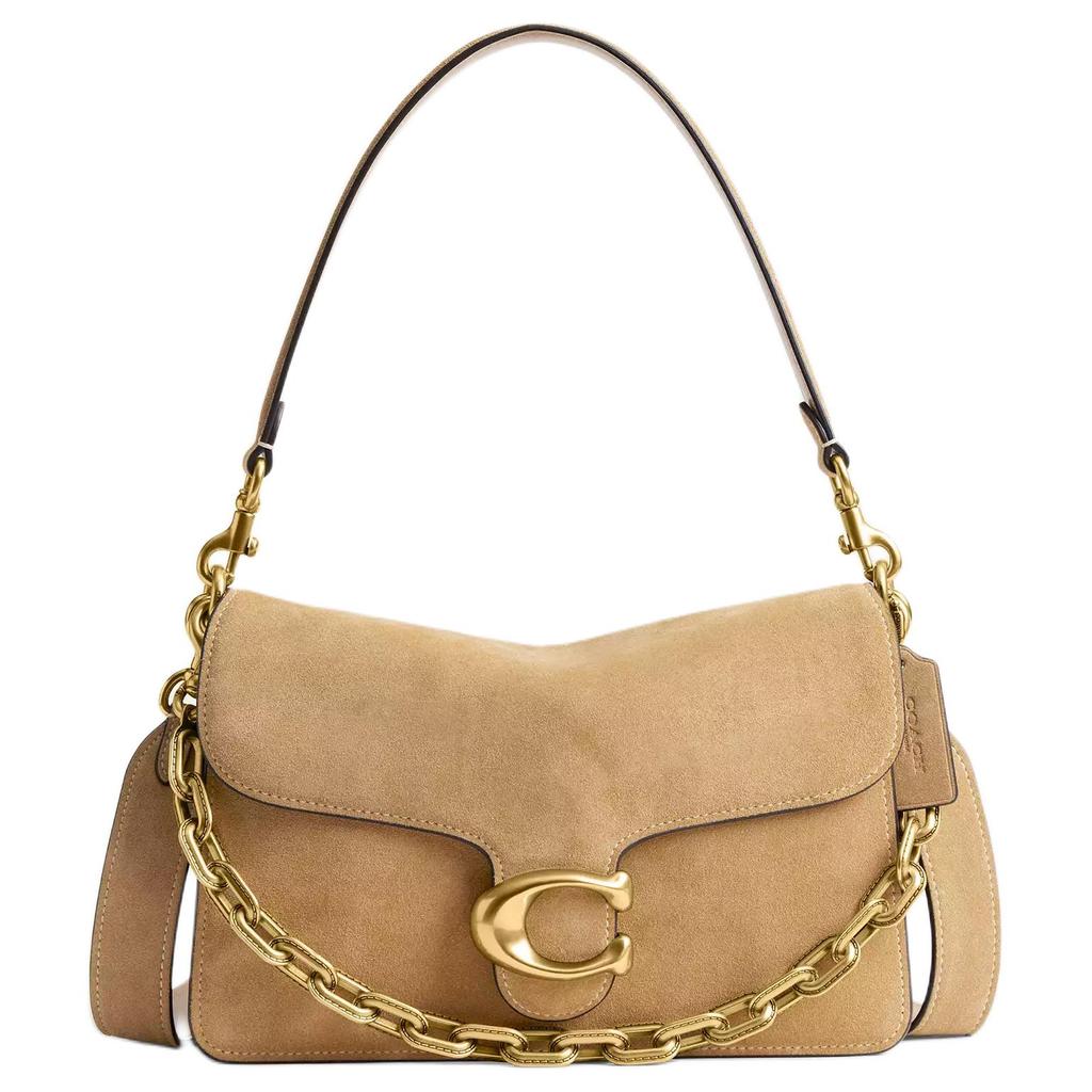 Coach Tabby 26 Signature Hardware Suede And Calfskin Medium Shoulder Bag Women Handbags Brass Sand CAN13-B4SN