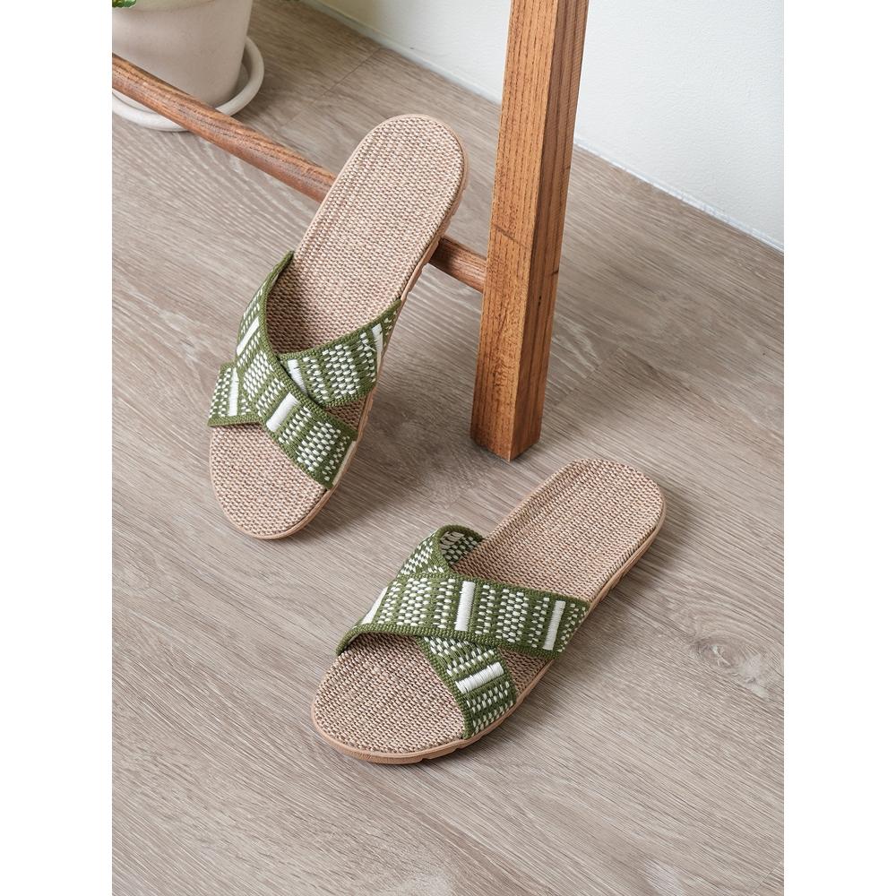 Daiso Rural Vacation Linen Slippers 260 To 280 Mm