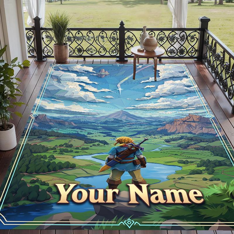 Custom Text Zelda Pattern Floor Rug Soft Indoor Carpet Mat Living Room Bedroom