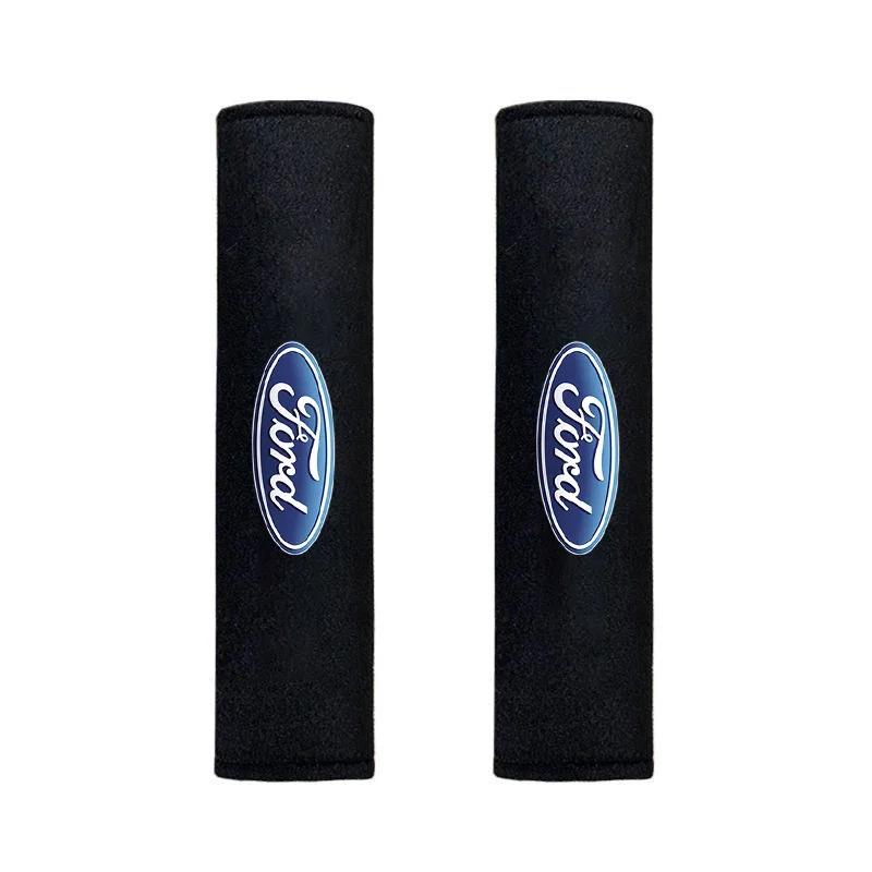 

New 2026 Car Sticker 2Pcs Car Seat Belt Cover Adjustable Leather Car Safety Belt Cover for Ford focus MK5 Fiesta ESCORT EcoSport