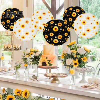25,4 cm Sonnenblumen-Papierlaternen mit Blumendruck, runde Hängelaterne für das chinesische Frühlingsfest, Valentinstag, Hochzeiten, Geburtstage, Dekoration