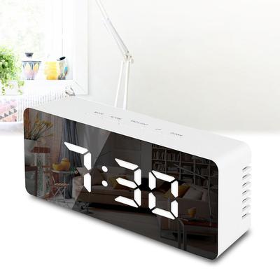 Kreatywne Akcesoria Domowe Lustro do Makijażu Przyłóżkowe Zegar Elektroniczny Lśniący Sterowany Dźwiękiem Cichy Biurkowy LED Lustro Budzik