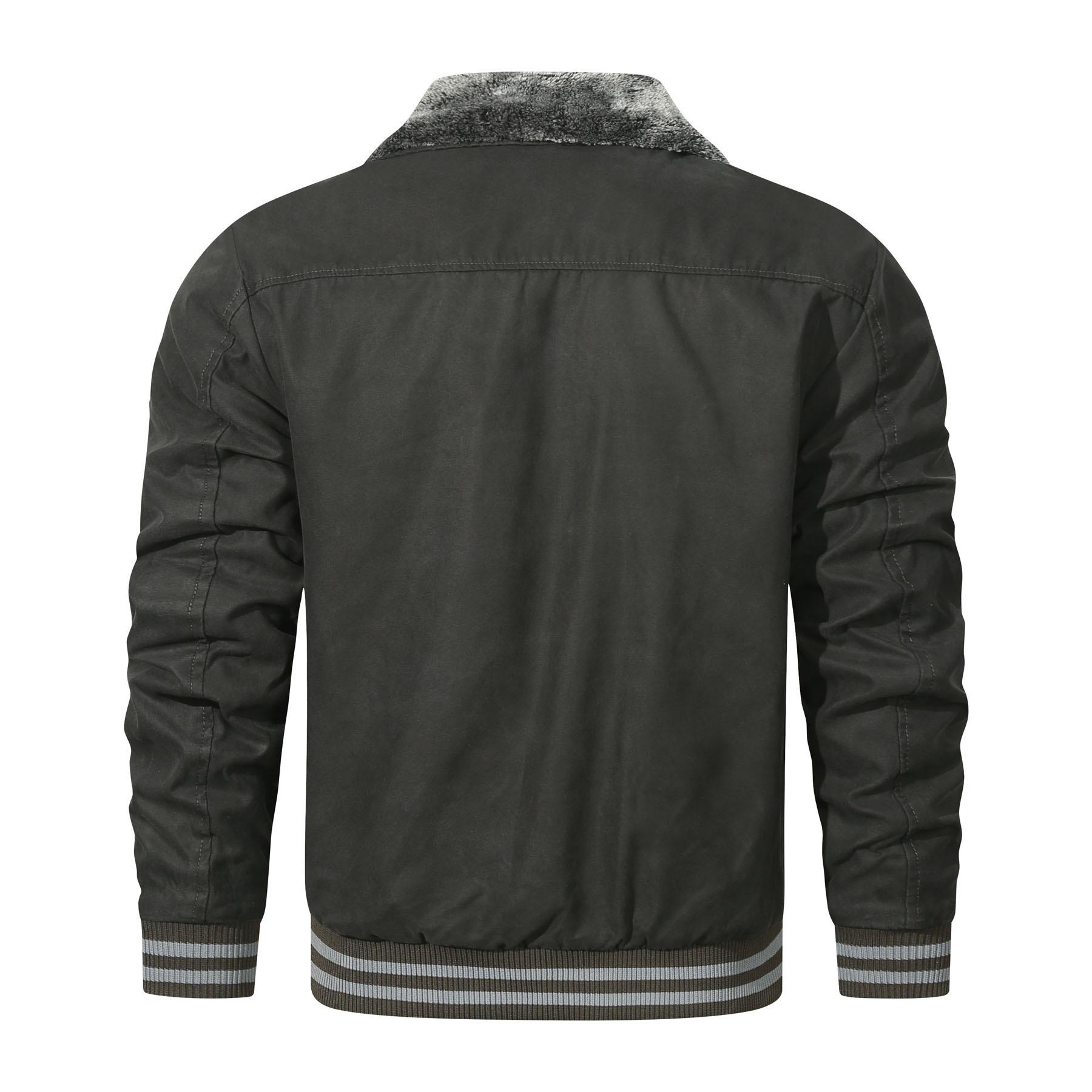 Мужская зимняя флисовая куртка с лацканами — фото 8