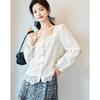 Demana Women's Elegant Embroidered Square Collar Blouse