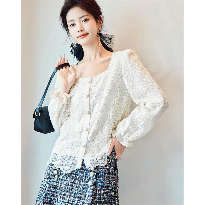 Demana Women's Elegant Embroidered Square Collar Blouse