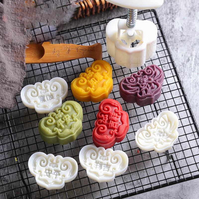 Buy New 50/63g Mooncake Mold with 1/6 Stamps Cookie Cutter Hand Press ...