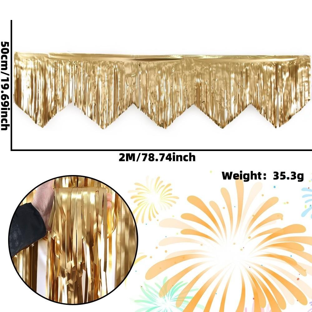 6.56ft Length Metallic Fringe Garland Tinsel Streamers Banner  Stage Party Decoration