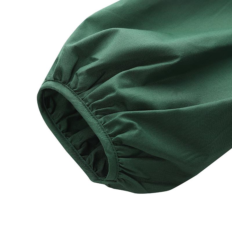 Women's Button Up Kaftan Oversized Dress Solid Color Casual 3/4 Sleeve Flounce Hem Long Dress