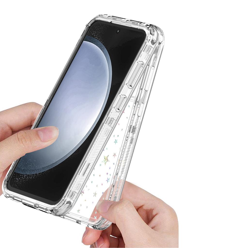 For Samsung Galaxy S24 FE Case Clear Acrylic TPU Hybrid Phone Cover with Laser-printed Film