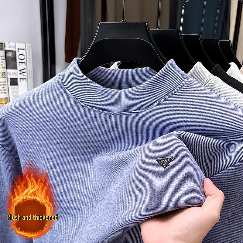 Men's High-Quality Anti-Pilling Hoodie - Autumn/Winter 2025, Plus Velvet, Thickened, Half-High Collar, Casual and Warm.