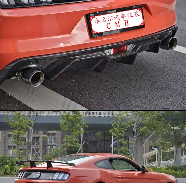 Carbon Fiber Dual Outlet Rear Lip Spoiler for 15-17 Ford Mustang