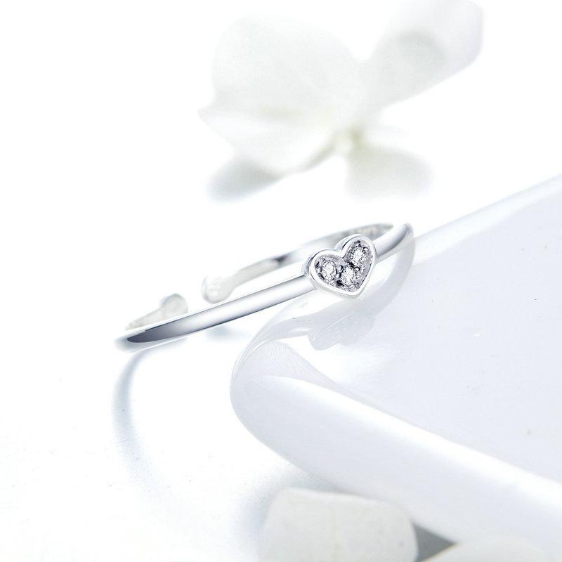 

Кольцо BISAER из стерлингового серебра 925 пробы с сердцем и серебром для женщин, ювелирные украшения Ring