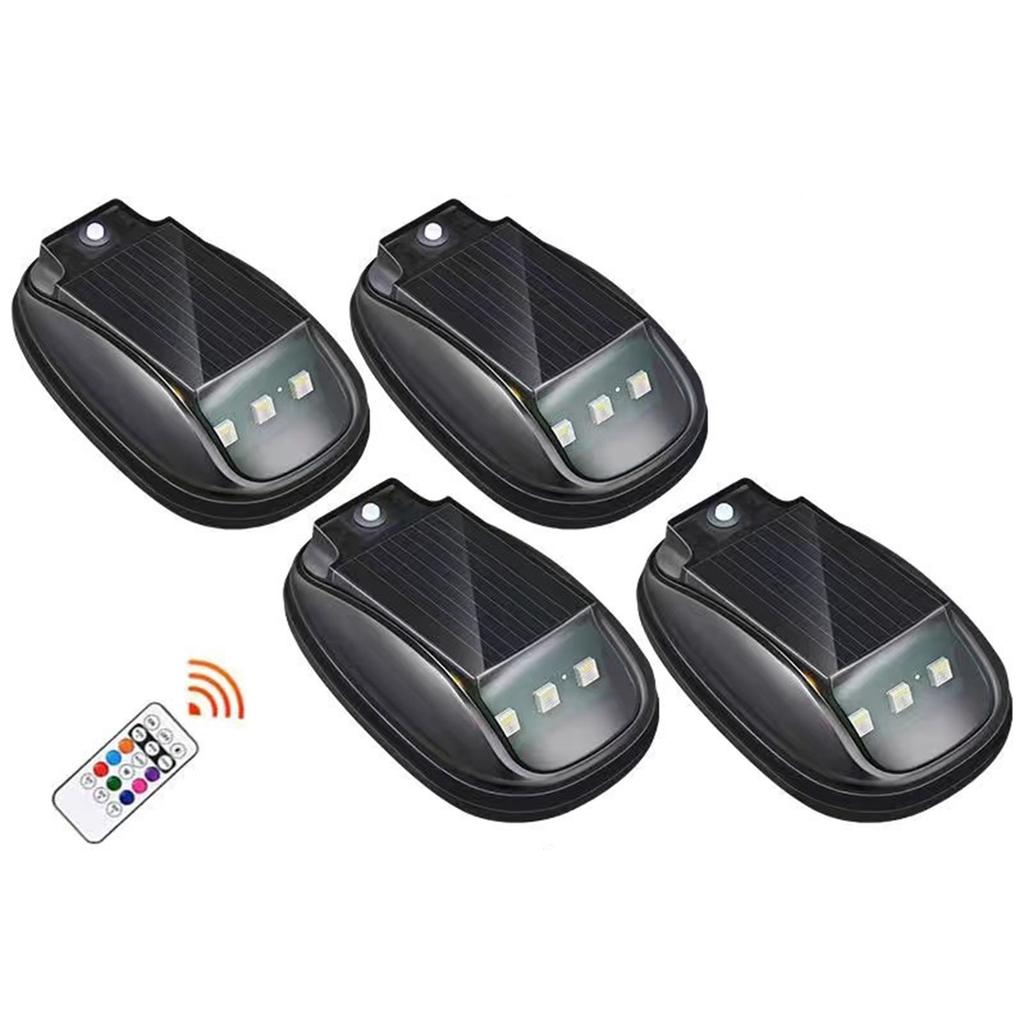 Solar-Power Car Roof Light with RC Punch-Free Wireless Flashing Lights RGB Solar Powered Strobe Pilot Light for Car Decor