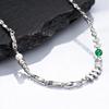 Hiphop Men's Chain Necklace,Green Stone Irregular Metal Beads Collars,Birthday Party Jewelry Gift