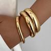 SHIXIN 3 Styles Irregular Geometric Stackable Bracelets for Women HipHop Glossy Gold Color Spring Opening Bangle Party Jewelry