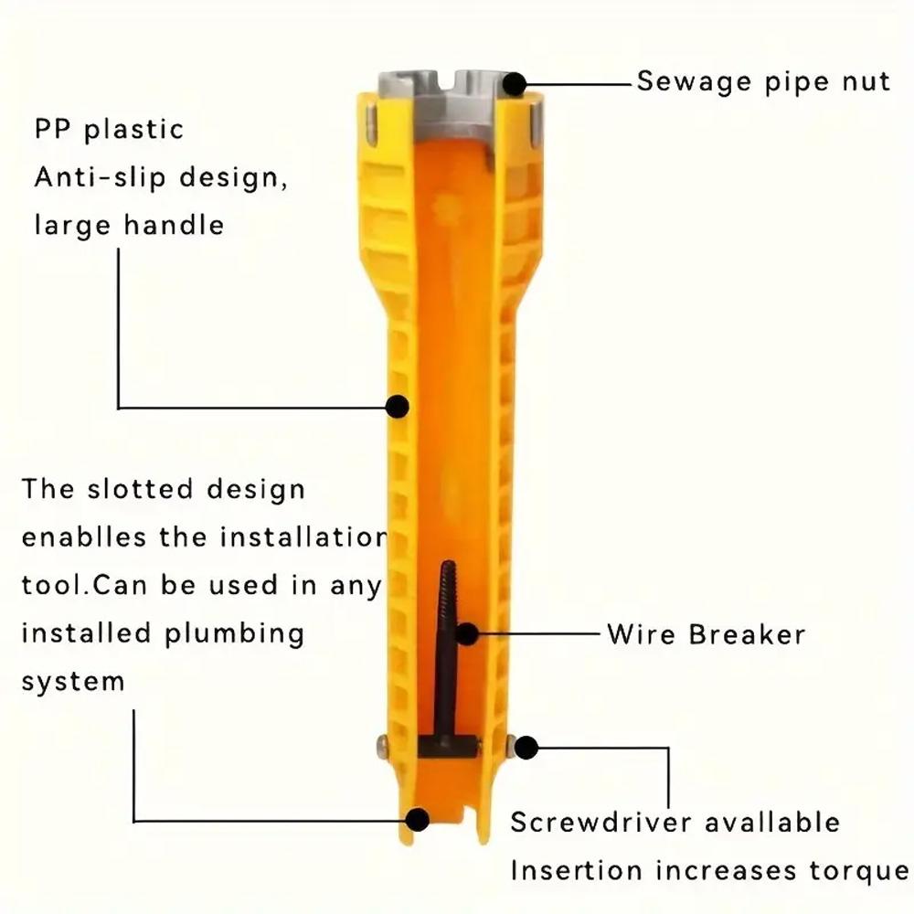 8 In 1 Multifunctional Faucet Sink Installer Wrench Pelvic Floor Leading Sleeve Water Pipe Spanner Disassembly Pipe Repair Tool