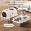 Aesthetic Enclosed Cat Litter Box Stainless Steel Cat Bedpans with Dual-Door Scratch-Resistant Pet Tray Easy-Clean Cats Toilet