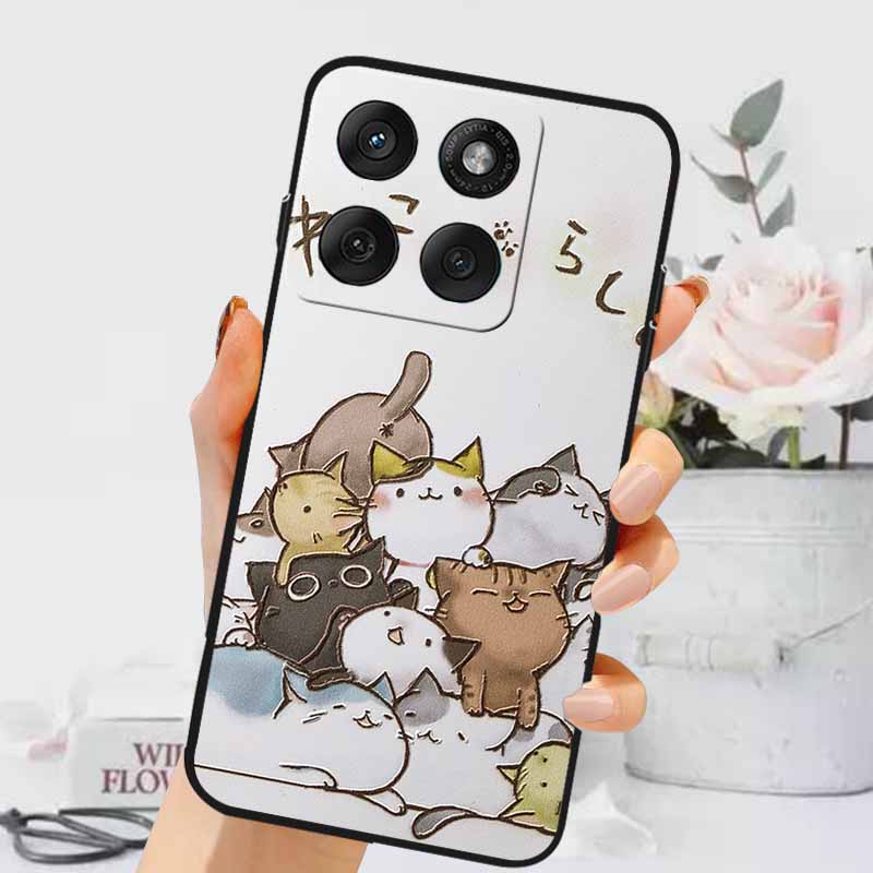 3D Emboss Cases For Edge 60 Fusion / Edge 60 Pro Relief Embossed Retro Silicone Back Cover For Edge 60 Stylus Black Funda 60 Pro