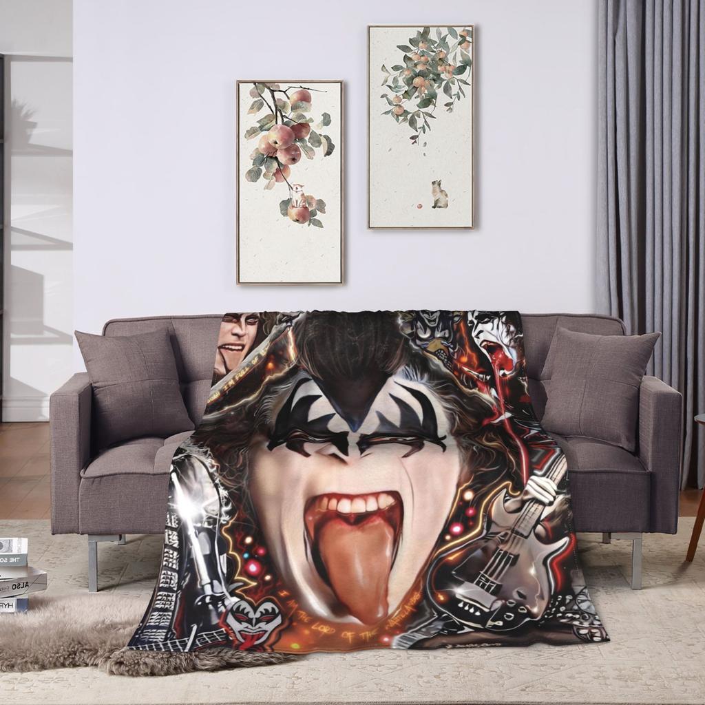 Kiss American Rock Band Blanket  Soft Warm Novelty Plush Throw Blanket For Home Decor Travel Flannel Bedspread Bed Cover