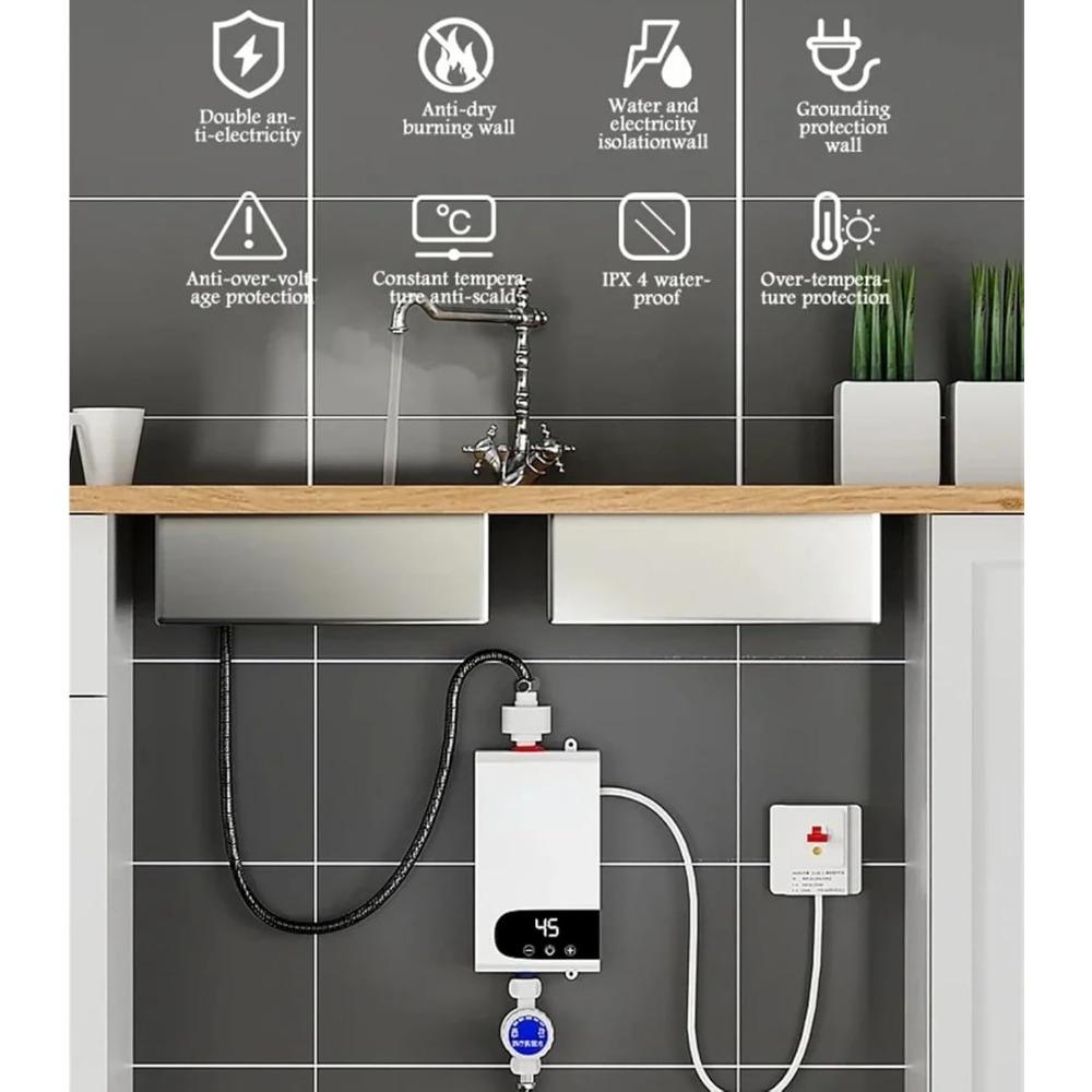 Electric Instant Hot Water Heater Shower Electric Tankless Shower Hot Water Faucet Kitchen Bathroom Instantaneous Water Heater Tap