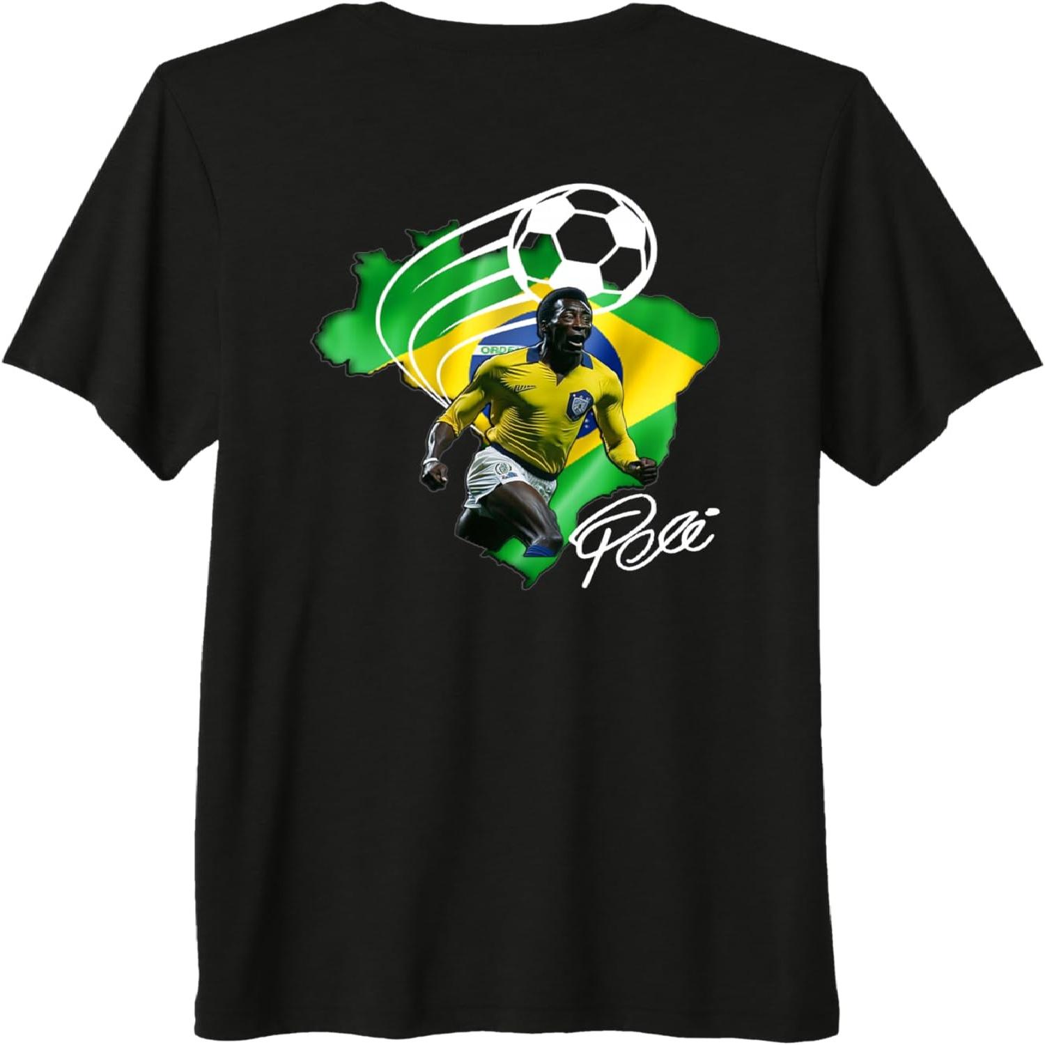 Pele_Brasil_005_Back Printed Premium Tri-blend T-Shirt S разноцветный