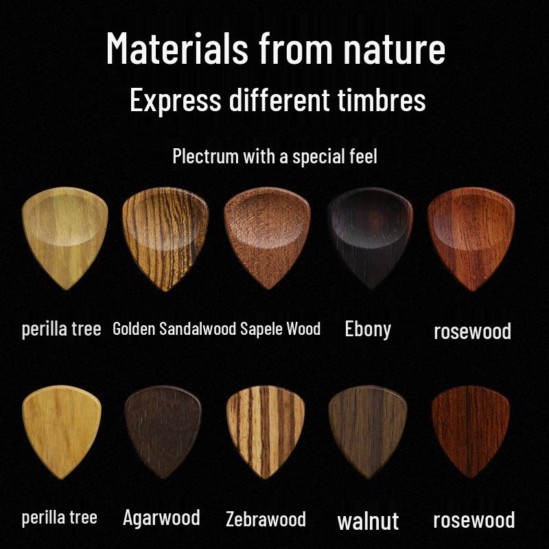 Handmade Solid Wood Guitar Pick Set: Ebonite Folk Plectrum, Groove Anti-slip Jazz Picks with Personality Box.
