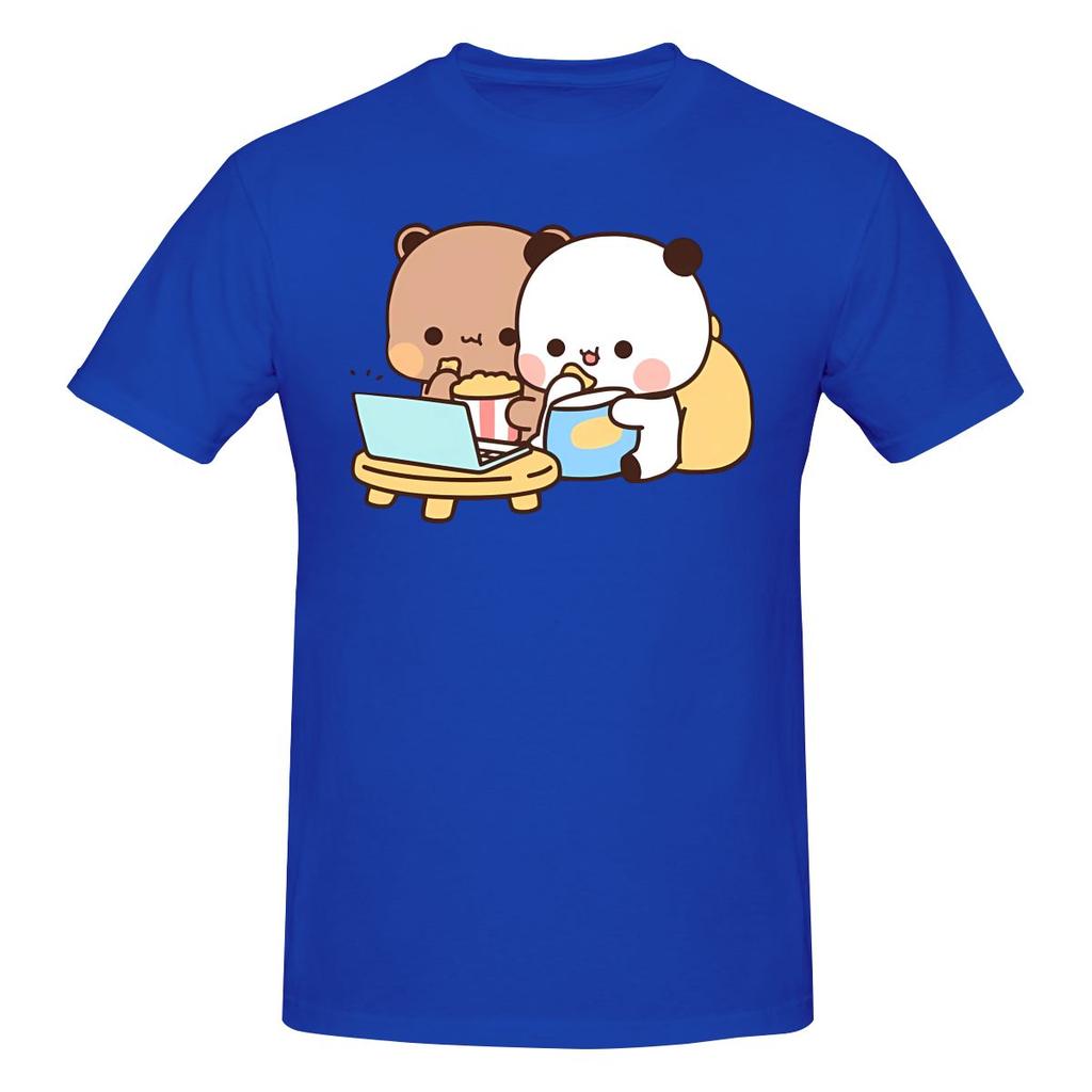 Funny Dudu Bear And Bubu Panda Watching Movie Together Unisexs Printed Tshirt Unisex T Shirtshirt Gym