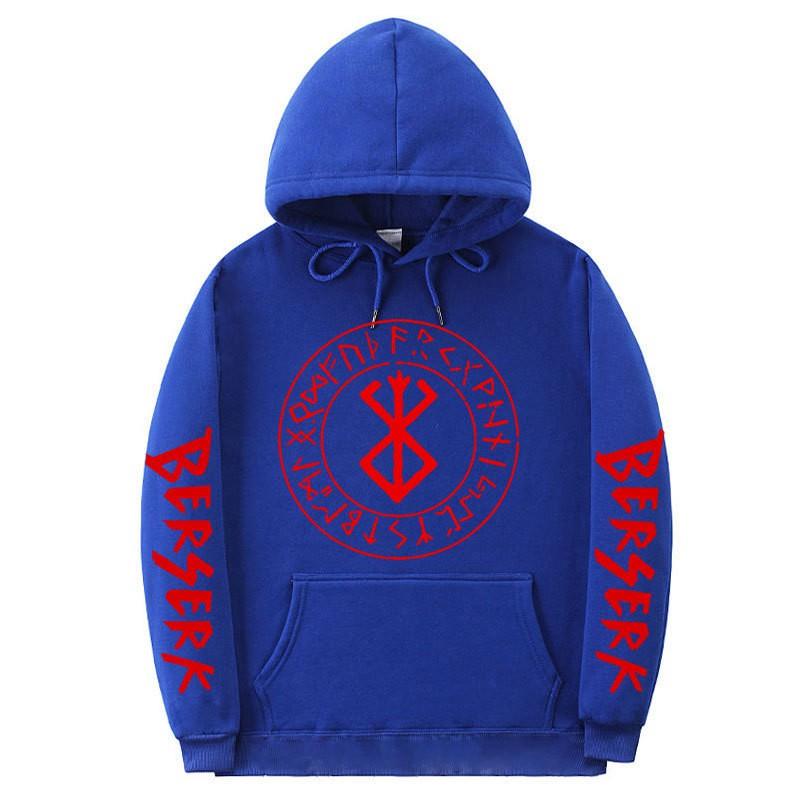 Berserk Anime Hooded Sweatshirt Men Loose Fit Fleece Lined Streetwear Casual Pullover Top