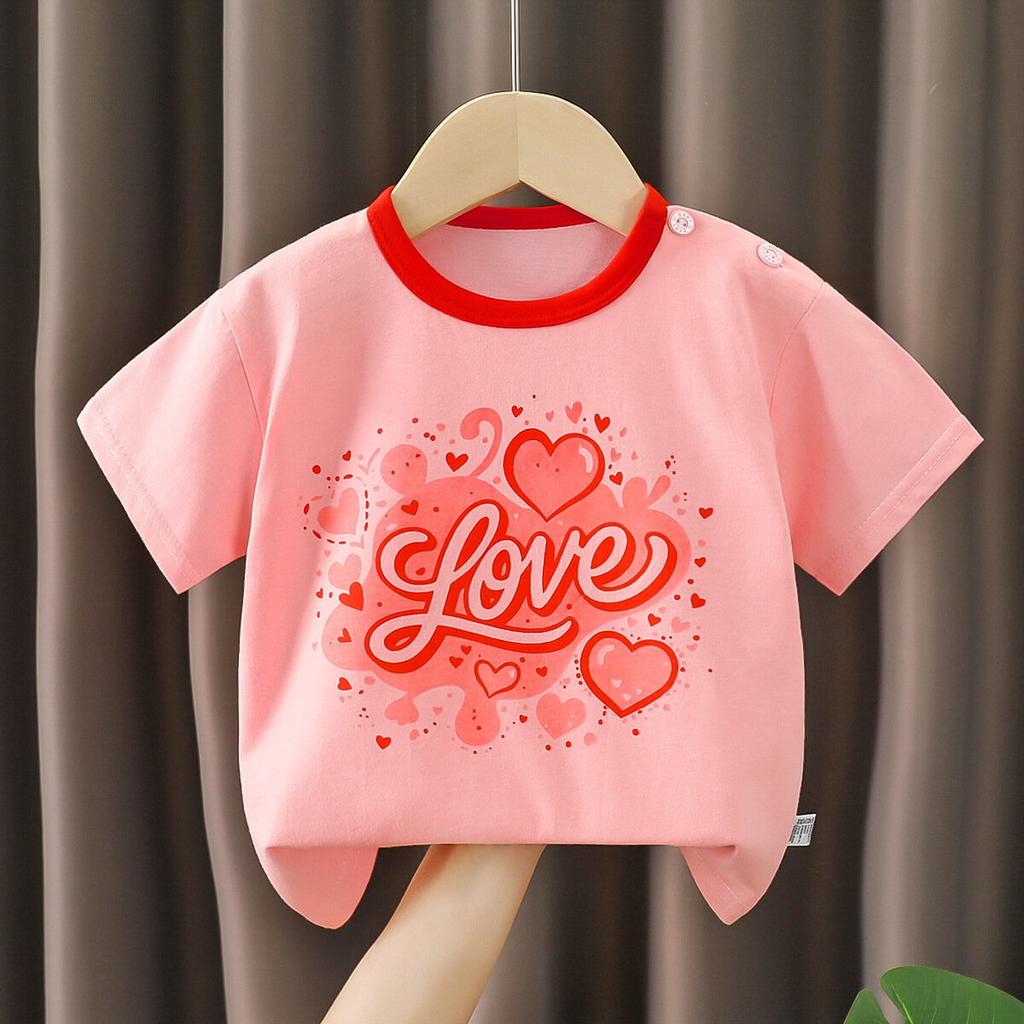 Children's short sleeved T-shirt with fashionable cartoon print theme, a gift for children