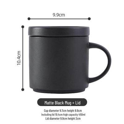 Shangqi Frosted Ceramic Coffee Mug with Lid