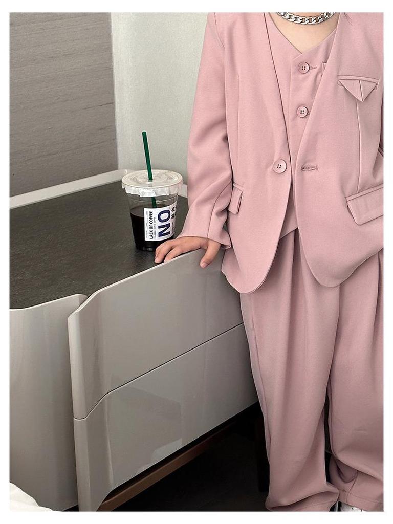 Automne 2025 Ensemble 3 Pièces Bonbon pour Filles - Ensemble Blazer Style Coréen