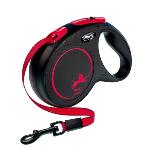 Flexi Classic Tape Dog Lead, Medium (Under 25kg), 5m, Blackfire