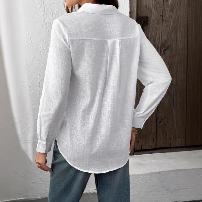 2025 Autumn Women's Casual Long Sleeve Pocket Shirt