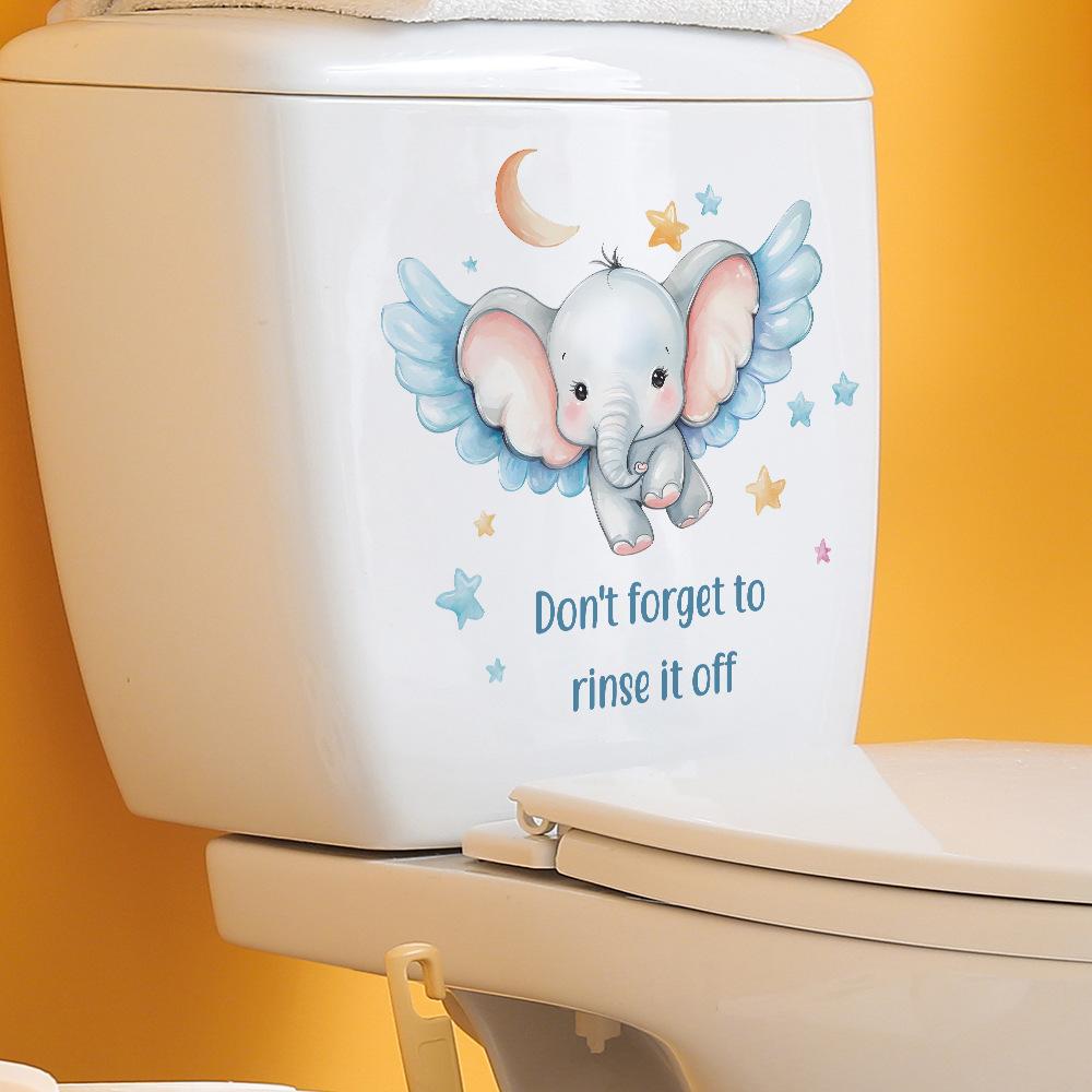 Cartoon Little Elephant Star Moon Bathroom Toilet Toilet Home Beautification Stickers