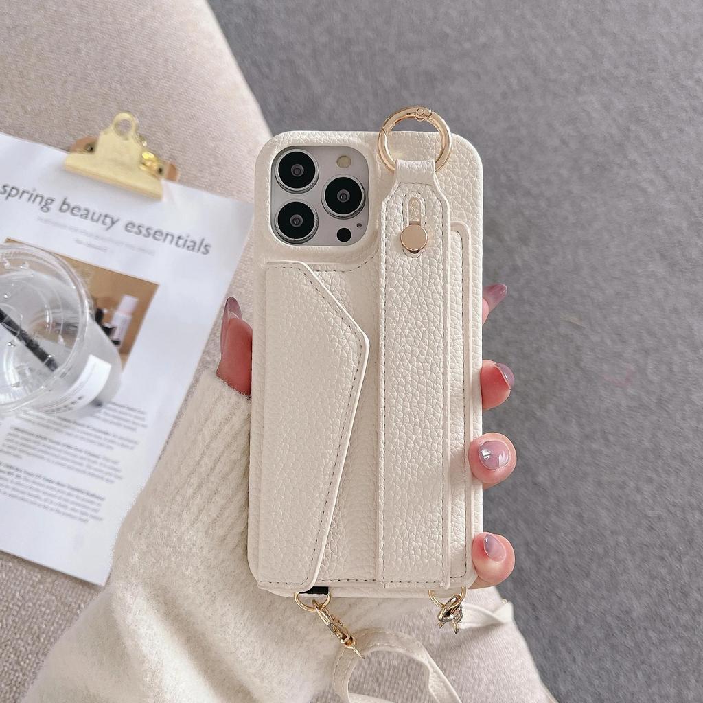 Crossbody Cards Solt Wallet Wristband Bag Case For iPhone 15 16 Pro Max 14 Plus 13 12 11 7 8 Se 2022 Lanyard Pocket litchi Cover