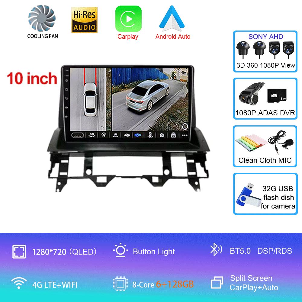 10 Inch For Mazda 6 2007 2003 2004 2005 2006 2002 - 2015 Multimedia Car DVD Player Navigation GPS Radio Wifi BT 4G LTE 128G Andr