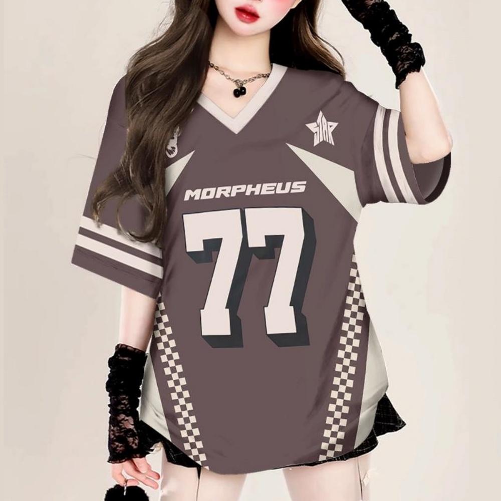 Fashion Summer Women's T-shirt V-NECK T-shirt Digital Printing T-shirts  Women's Clothes Sport Style Flat Cloth Ladies' Sexy Top