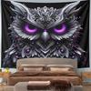"Intricate Owl with Purple Eyes Design" Pattern Wall Hanging Tapestry Decorative Tapestry Home Decor for Bedroom and Living Room