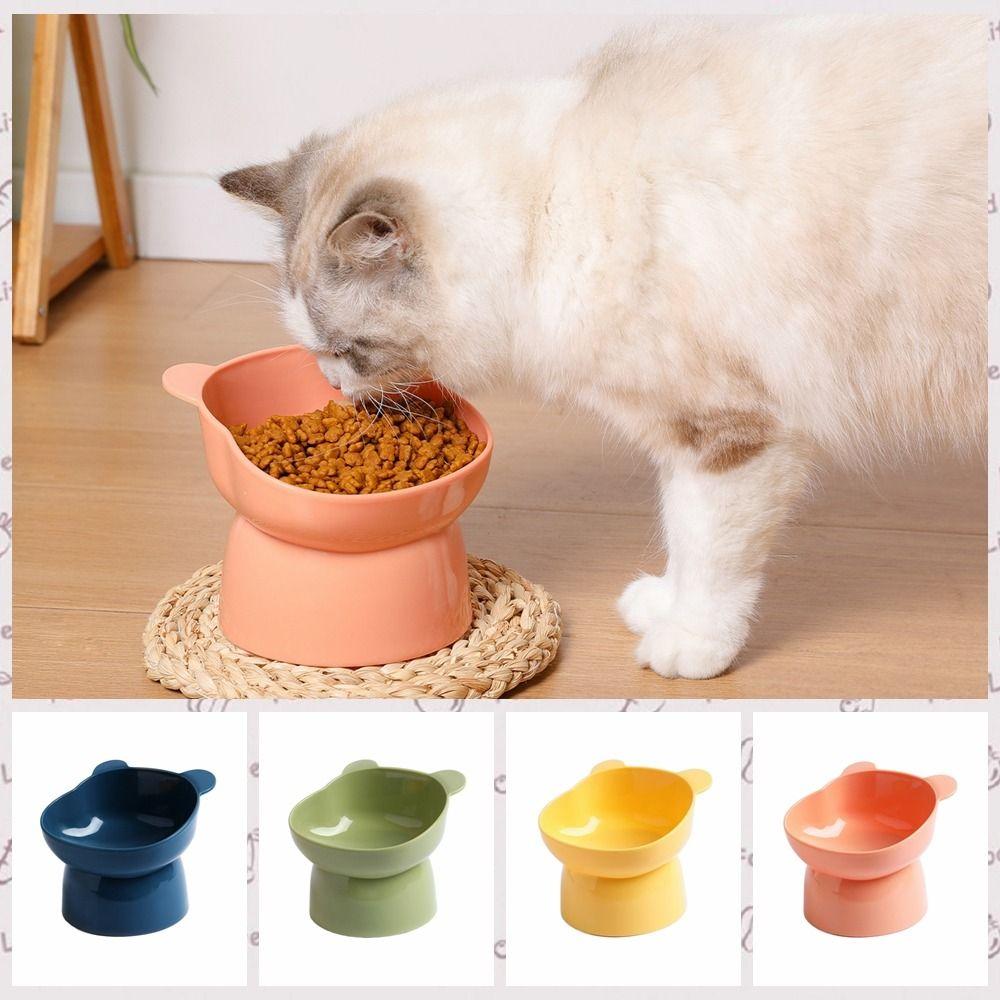 

Anti-choking Neck Protectors Dog Bowls Cartoon Cat Water Bowl for Puppy/Kitten синій