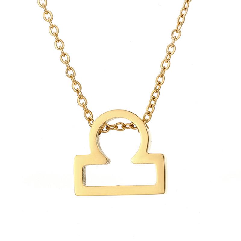 Creative Zodiac Pendant 18K Gold Stainless Steel Necklace
