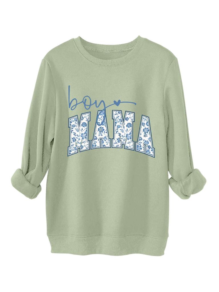 BOY MAMA Floral Spot Women's Thickened Casual Round Neck Long Sleeve Hoodie