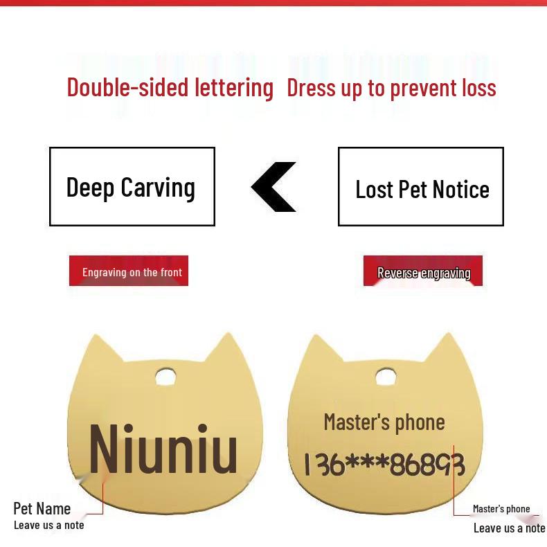 Laser-Engraved Stainless Steel Pet ID Tag for Dogs & Cats