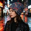 Vielseitiger Lässiger Haargummi Damen Geometrischer Druck Slouchy Hut Lässig Weich Dehnbar Totenkopfhut für Damen Mütze Warm Krebs Chemo Kopfbedeckung Outdoor